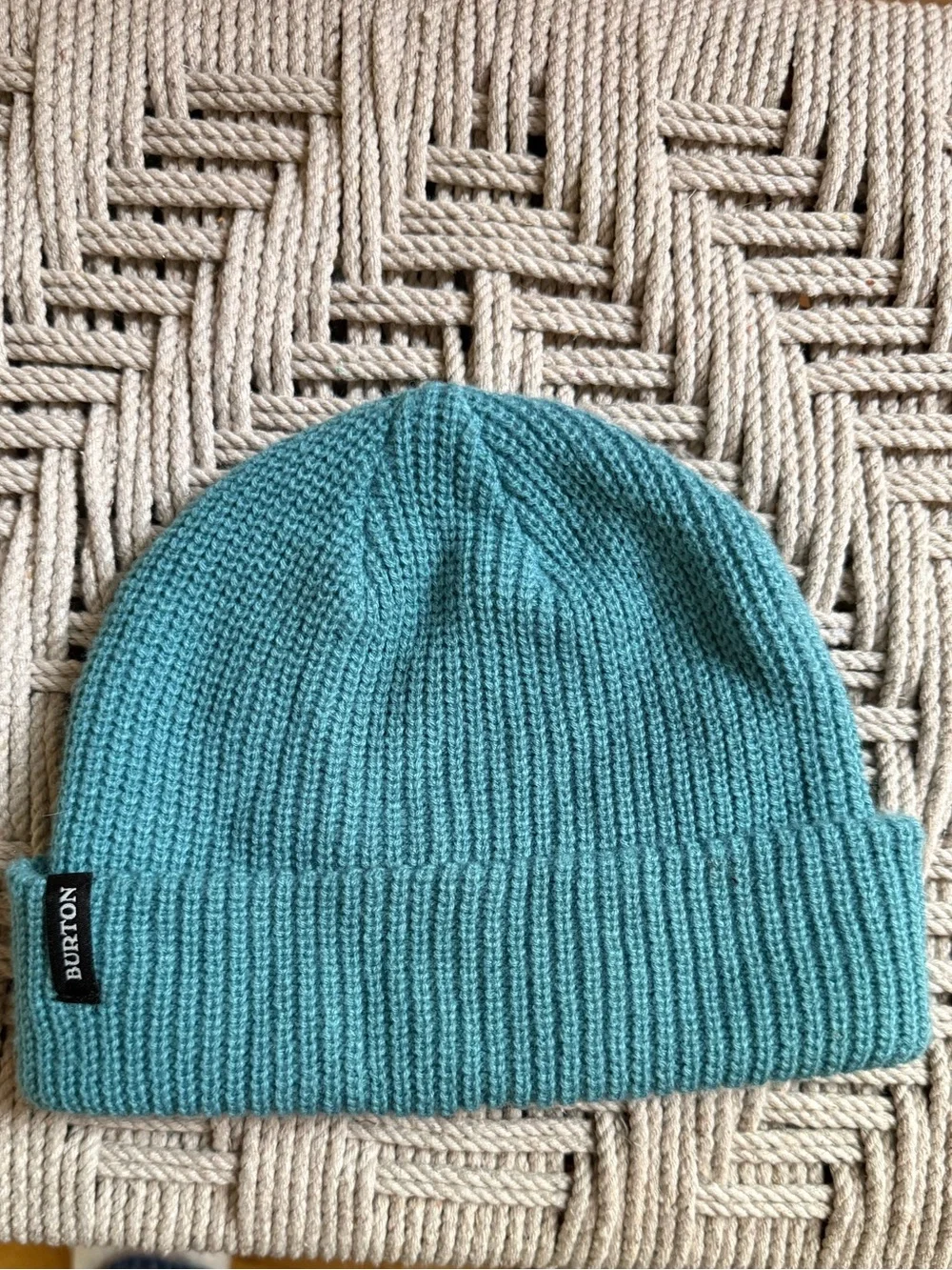 Burton Ribbed Knit Beanie Hat Bundle Black Teal Cuffed Stretch Winter Caps